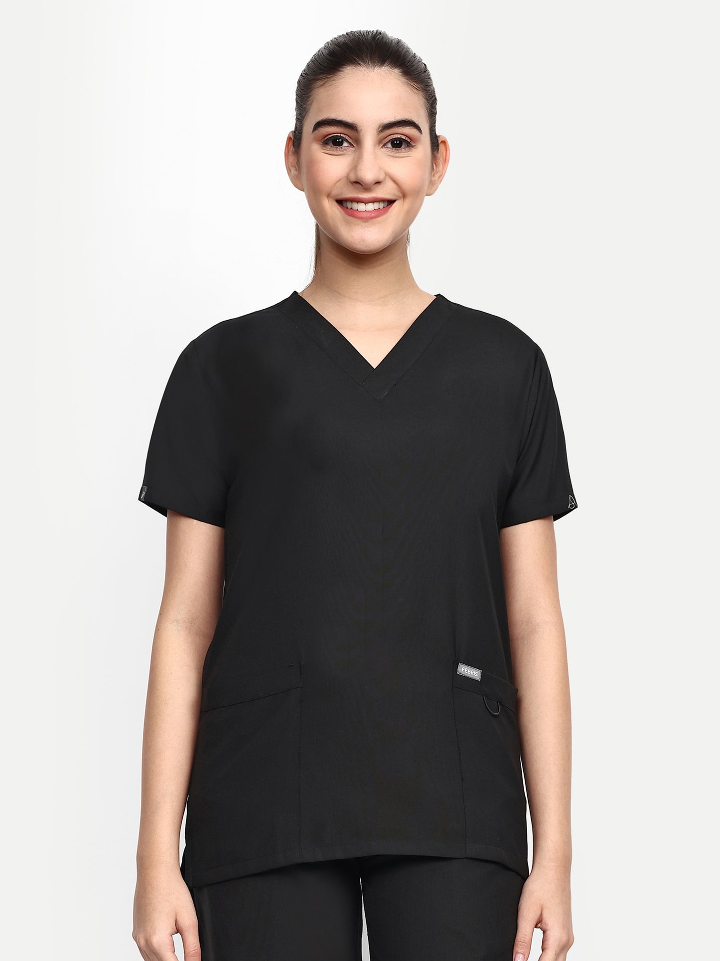 FEBRIS iScrubs Women's 2 - Pocket Scrub Top (Black)