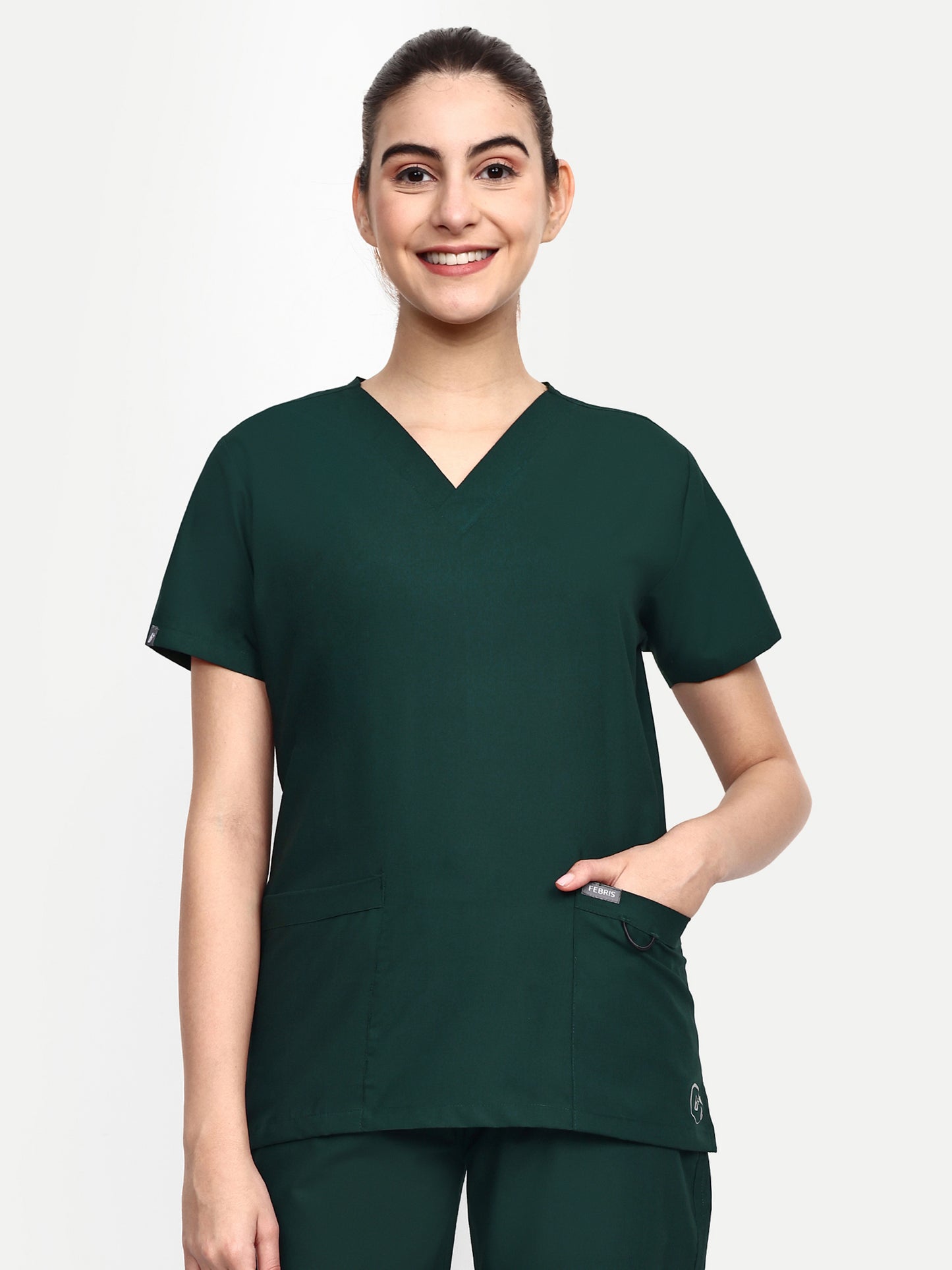 FEBRIS iScrubs Women's 2 - Pocket Scrub Top (Dark Green)