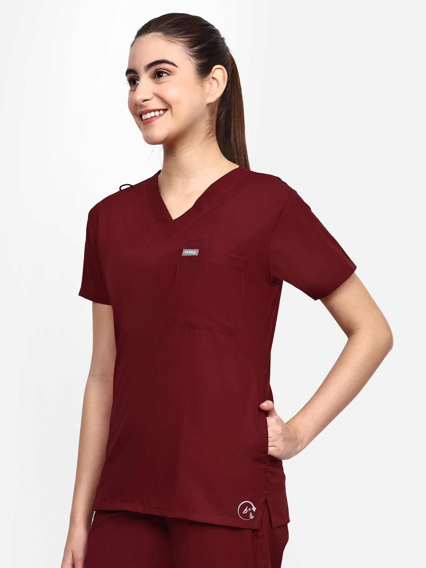 FEBRIS iScrubs Women's 5 - Pocket Scrub Top (Maroon)