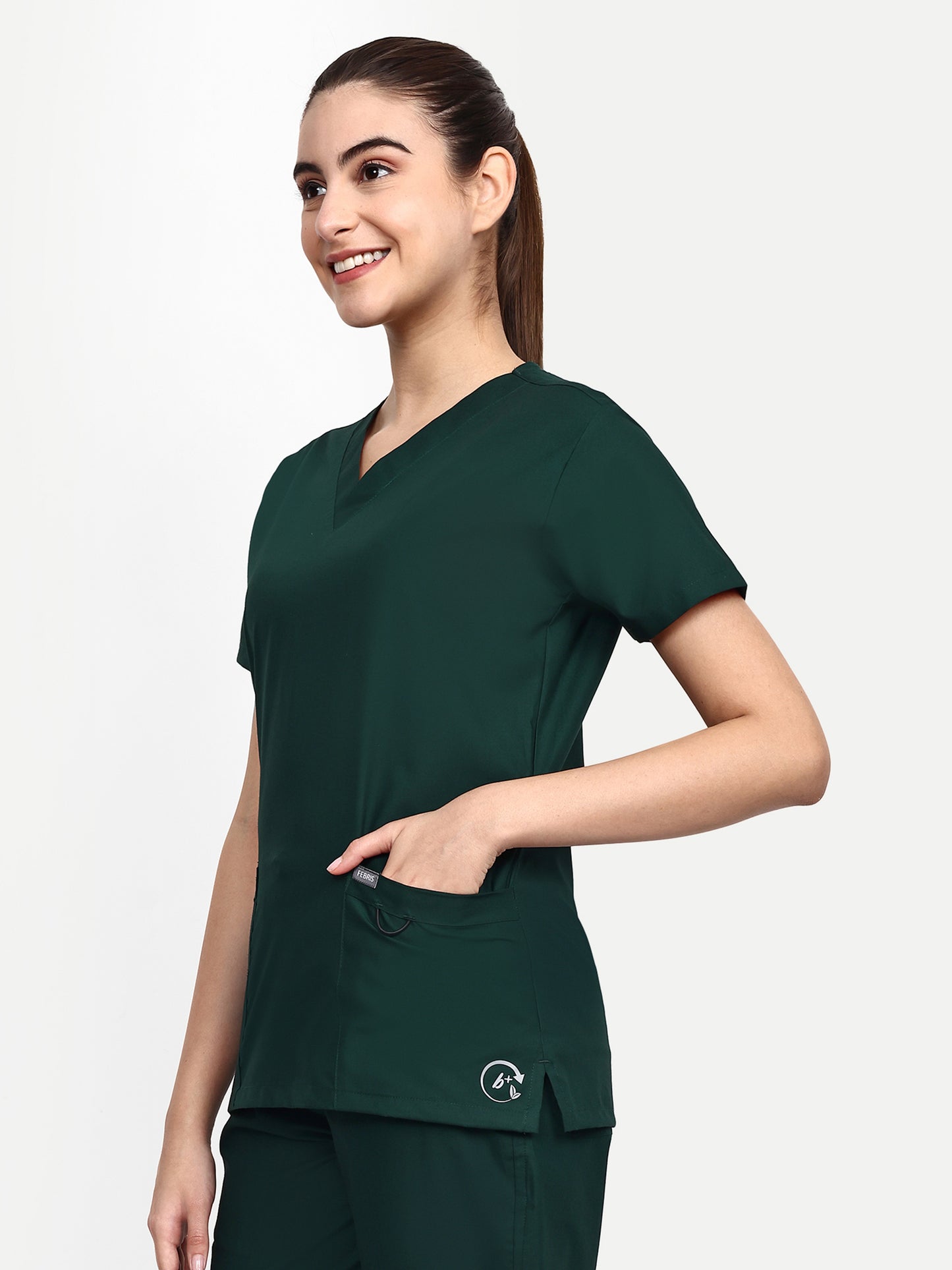 FEBRIS iScrubs Women's 2 - Pocket Scrub Top (Dark Green)