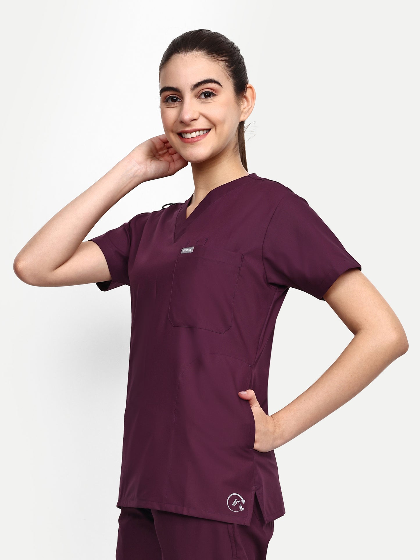 FEBRIS iScrubs Women's 5 - Pocket Scrub Top (Wine)