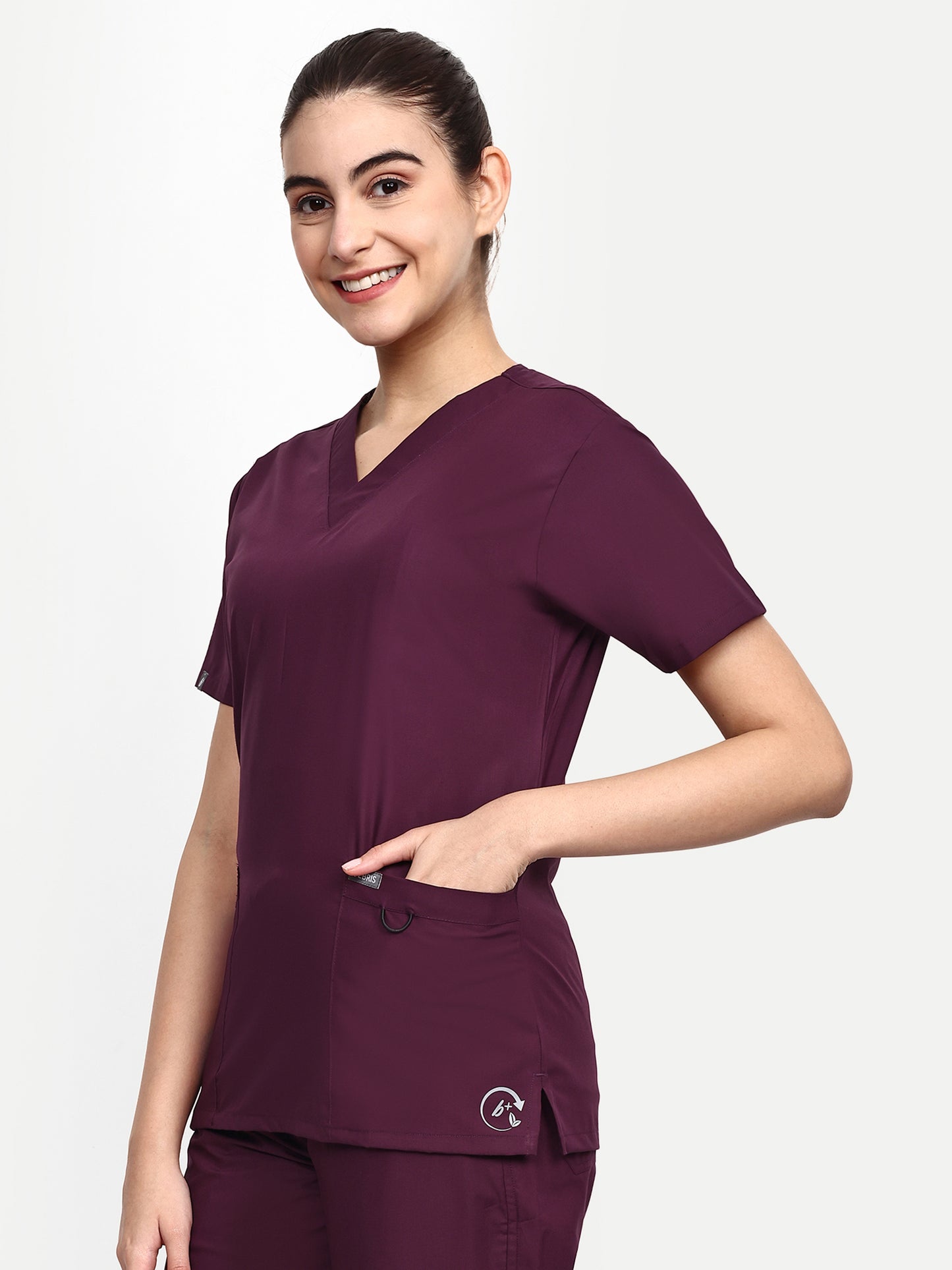 FEBRIS iScrubs Women's 2 - Pocket Scrub Top (Wine)