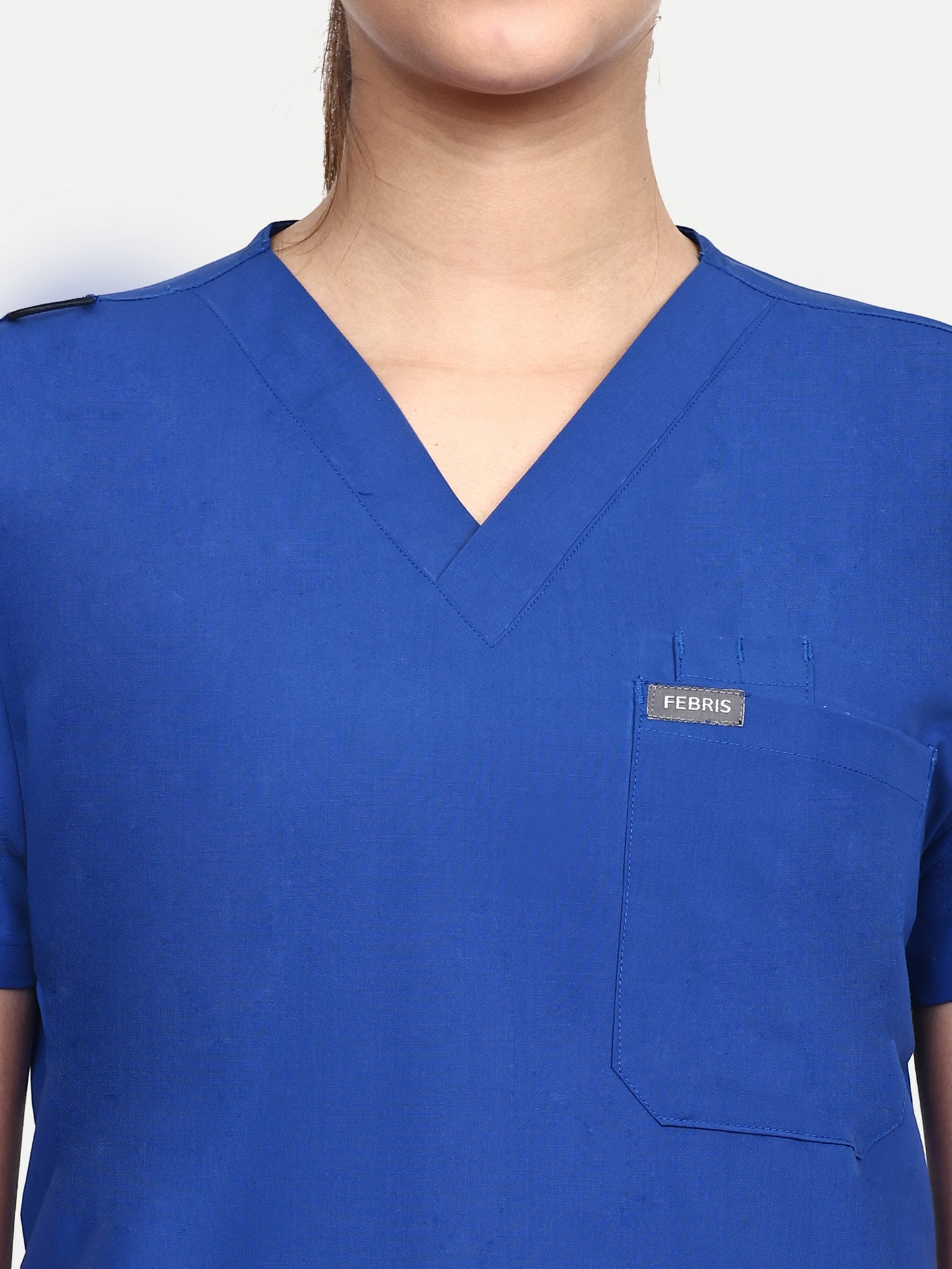 FEBRIS iScrubs Women's 5 - Pocket Scrub Top (Royal Blue)