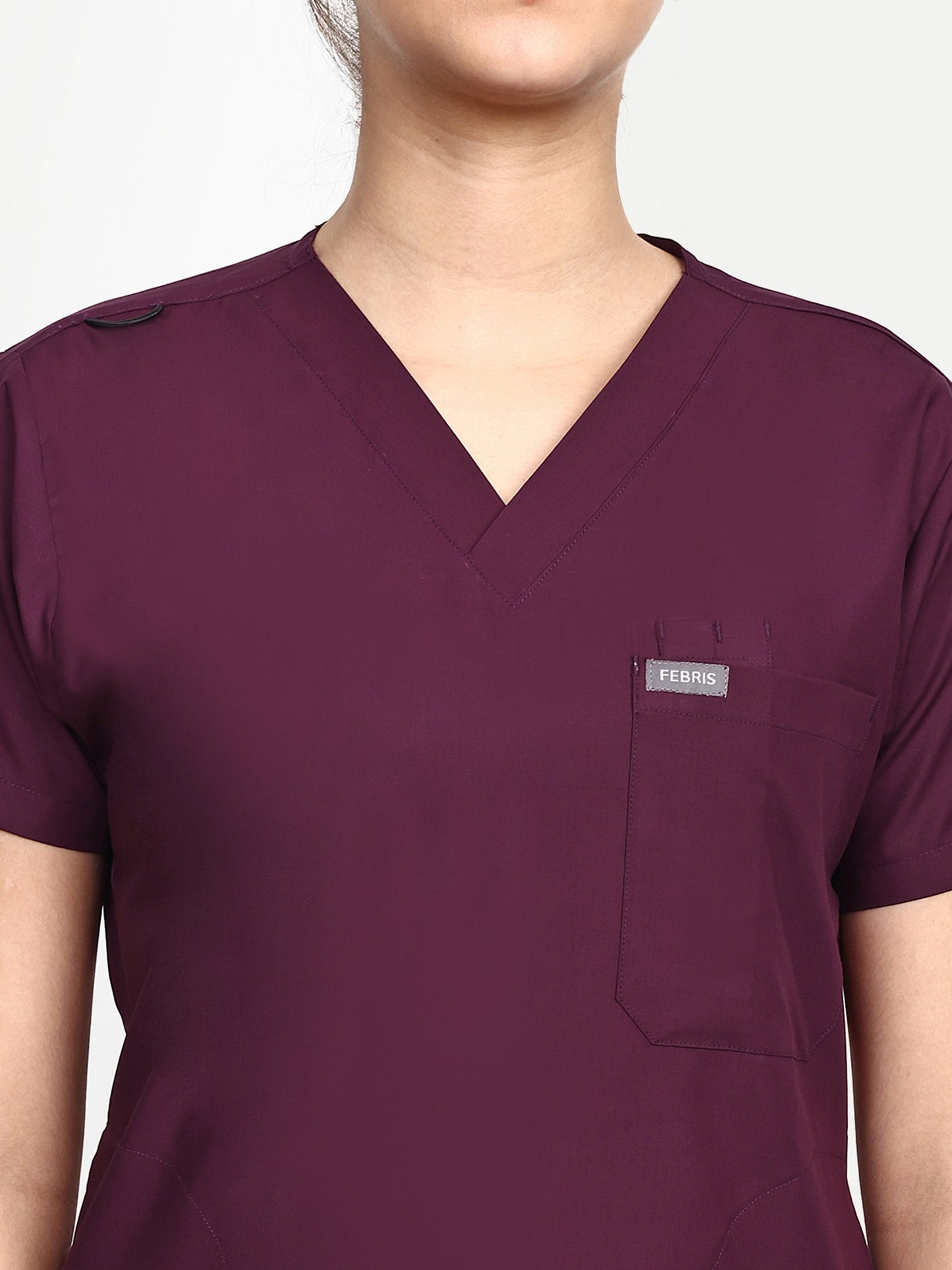 FEBRIS iScrubs Women's 5 - Pocket Scrub Top (Wine)