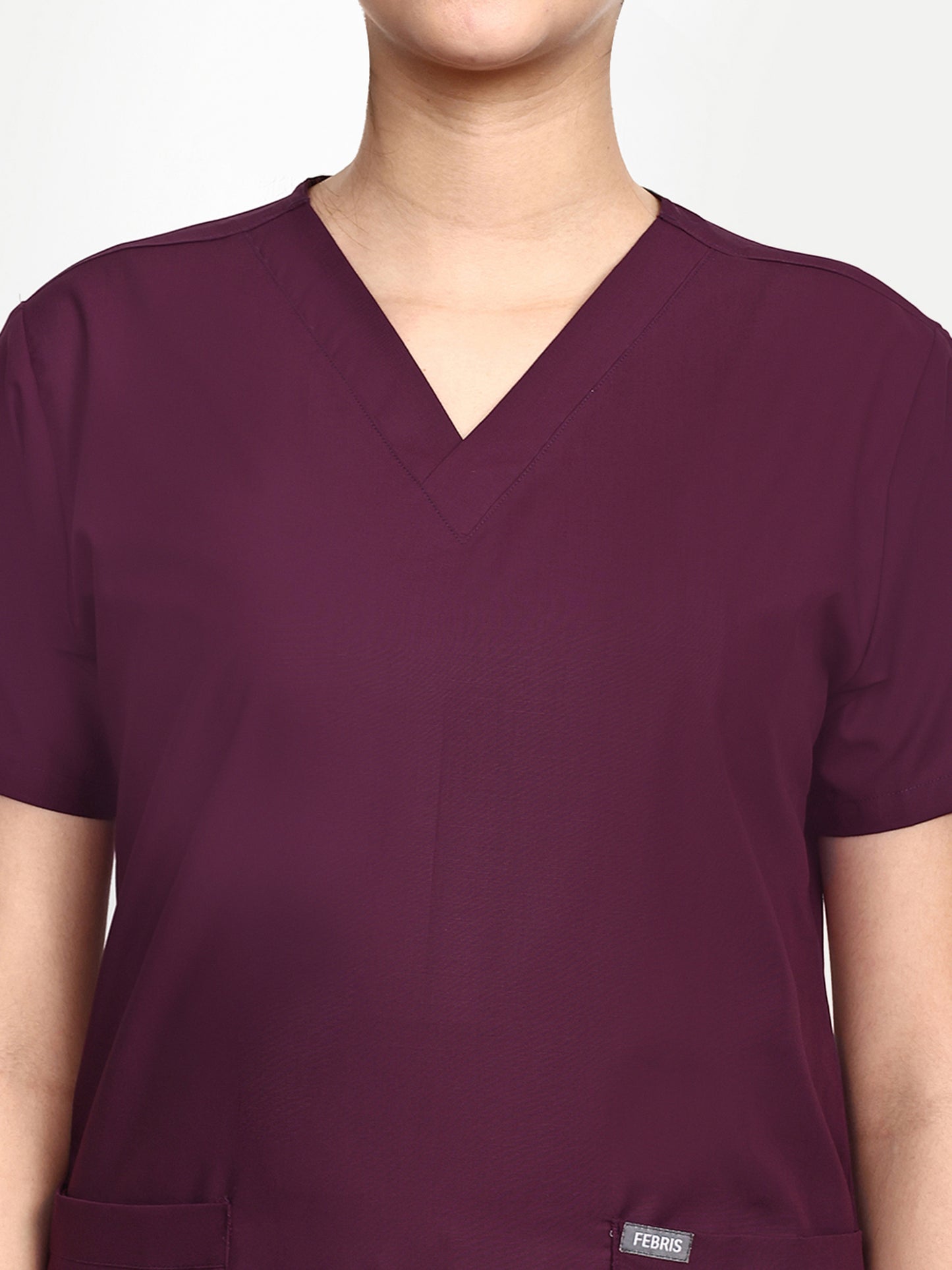 FEBRIS iScrubs Women's 2 - Pocket Scrub Top (Wine)