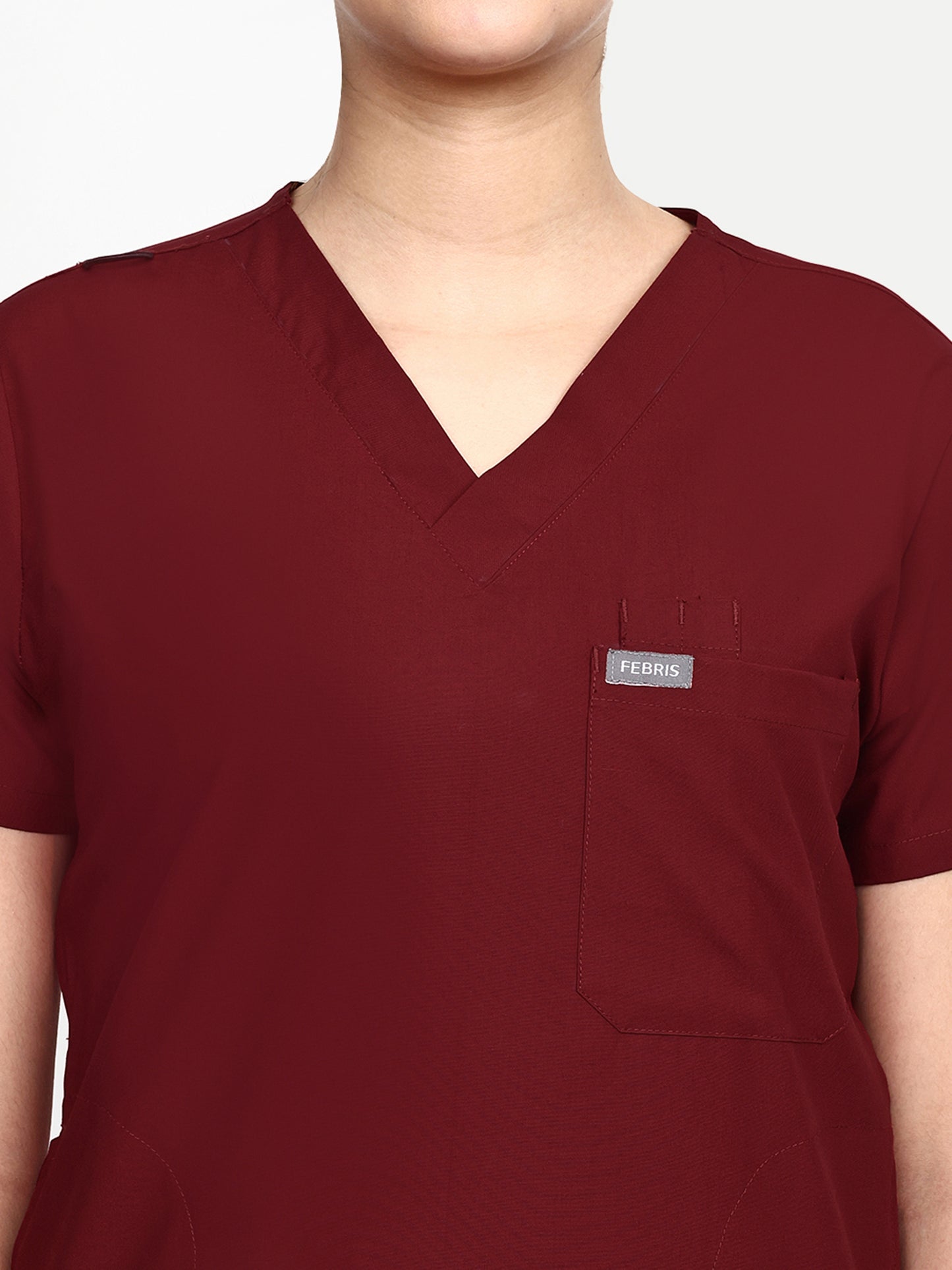 FEBRIS iScrubs Women's 5 - Pocket Scrub Top (Maroon)