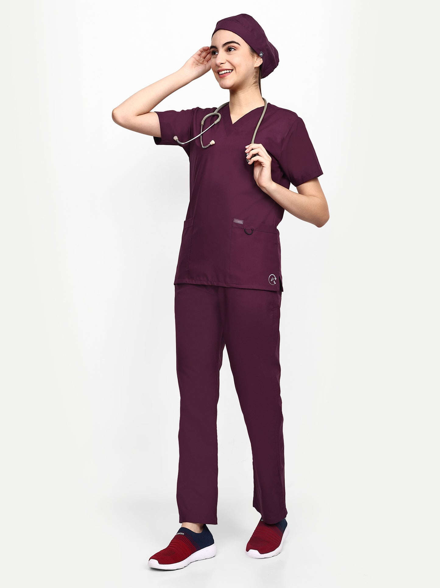 FEBRIS iScrubs Women's 2 - Pocket Scrub Top (Wine)