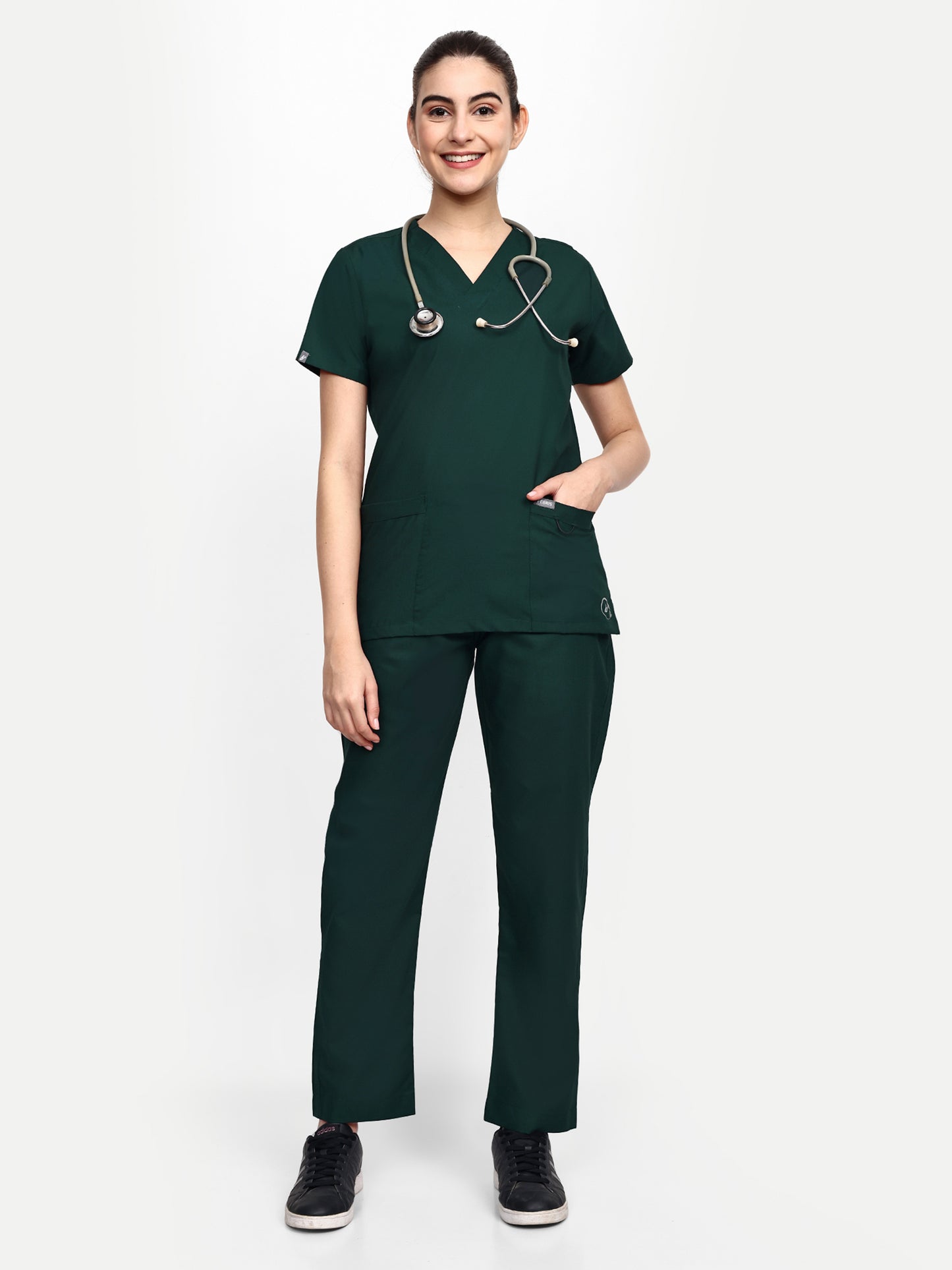 FEBRIS iScrubs Women's 2 - Pocket Scrub Top (Dark Green)