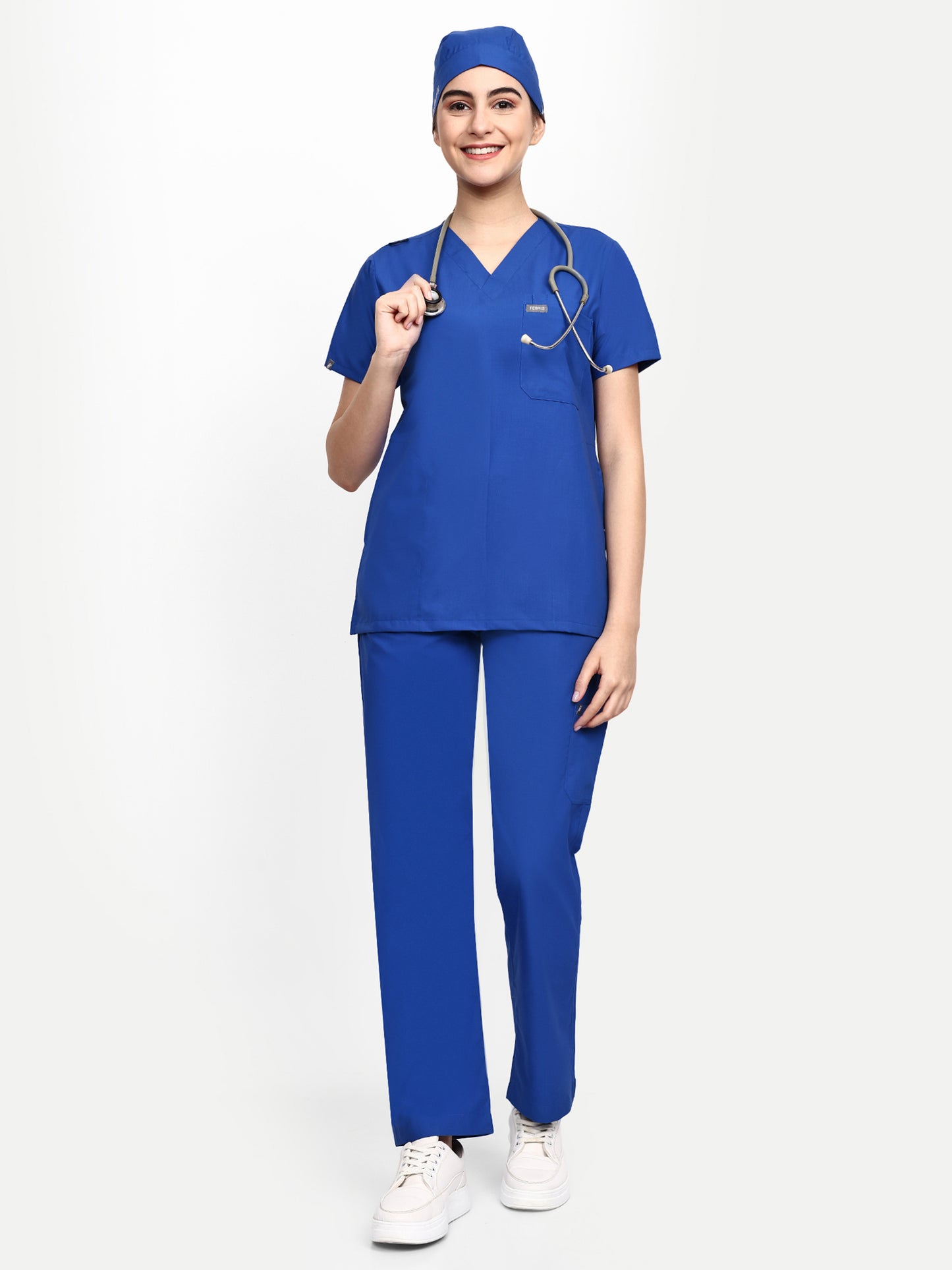 FEBRIS iScrubs Women's 5 - Pocket Scrub Top (Royal Blue)